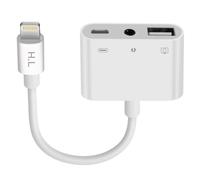 Adattatore iPhone / iPad da Lightning verso Jack 3,5 USB e Lightning bianco