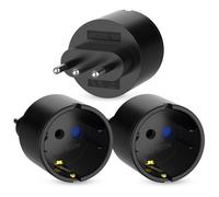 Adattatore Italia Presa 3 pezzi da viaggio da DE a IT Spina tipo L per Italia, Siria, Cile, Uruguay, Maldive Nero