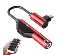 Adattatore Jack Da USB C A Audio - Convertitore AUX Tipo 2 In 1 Da 3,5 Mm, Cavo Per Cuffie Con Design A Gomito Con Supporto Per Ricarica Rapida E Funzione Microfono Per Auricolari Stereo Che Chiamano