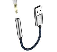 Adattatore jack USB a 3,5 mm, spina USB-A, presa AUX, suono esterno, audio AUX, dongle, cavo stereo, convertitore auto, cuffie microfono, adattatore musicale, PC, computer portatile