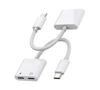 Adattatore Jack USB C 2 in 1 (confezione da 2) DAC Aux Cavo Doppio Tipo-c Presa per Auricolare Cavo Auricolare Caricabatterie Adattatore Audio Cuffie Compatibile per Xiaomi Huawei Redmi Google Samsung