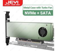 Adattatore JEYI SK9 M.2 Dual PCIE 4.0 per SSD NVMe / NGFF con ventola turbo, NVME (chiave m) e slot SATA (chiave b) SSD a PCIe x4 X8 X16