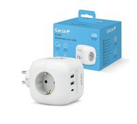 Garza - Adattatore Kubo 6 in 1 con 3 prese Schuko, 2 USB-A e 1 USB-C PD20W, ricarica rapida QC3.0, pulsante on/off, design compatto anti-blocco e stile moderno per Casa, Ufficio