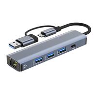 Adattatore LAN USB 1000 M, USB C a Ethernet RJ45 Gigabit, Hub Con 3 Porte USB 3.0 e 1 Porta Type-C per MacBook XPS Surface Pro Linux Chromebook