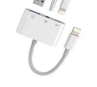Adattatore Lightning a Jack Cuffie 3.5mm USB OTG Connettore per iPhone 14 13 per iPad Caricabatterie Cavo Certificato MFI per Apple Adapter Tastiera Fotocamera Foto Ausiliare Audio Accessori Auto