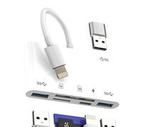 Adattatore Lightning A USB(6 in 1)lettore SD Micro SD Card Per IPhone14 Pro Max OTG 3.0 Cavo Per Apple Compatibile Con Samsung S24 Per IPad Caricabatterie USB-A Chiave Esterna TF Memoria Fotocamera