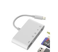 Adattatore Lightning A USB Lettore Scheda SD(5 in 1)OTG 3.0 Micro SD Card Reader Presa AUX Auricolare 3.5mm Per IPhone 14 Pro Max Auricolare Caricabatterie Splitter Per Apple TF Memoria Flash