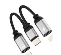 Adattatore Lightning Auricolari Doppio Jack 2in1 per iPhone 14 13 12 per iPad Cavo Audio Caricatore Connettore Certificato MFI per Apple Accessori Auto Lightning Auricolari Microfono Adattatore