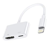 Adattatore Lightning AV digitale 1080P [Certificato Apple MFi] iPhone HDMI Adattatore TV Lightning a HDMI Cavo Plug and Play per iPhone 14/13/12/SE/11/XS/XR/X/8/7 a TV/HDTV/Monitor/Proiettore, Bianco