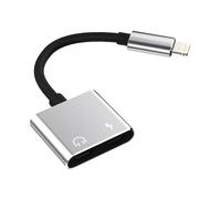 Adattatore Lightning Cuffie 2in1 Rapida Ricarica Cavo Aux Cuffiette Jack Accessori per Apple Auricolari Caricatore Sdoppiatore per Iphone 14 13 12 11 Pro Max 7 8 Plus X SE XS XR per iPad Air Headphone