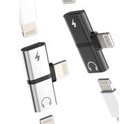 Adattatore Lightning Cuffie (2pack) per iPhone 14 13 12 Caricabatterie Cavo Audio Jack Adattatore Certificato MFI per Apple Microfono Connettore Cuffie Auto Aux Accessori Doppio Lightning per iPad