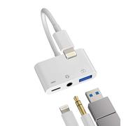Adattatore Lightning USB 3,5 Cuffie Ricarica Rapida Cavo Aux per Apple Iphone 14 13 12 per iPad Auricolari Jack Cuffiette Accessori Chiavetta Mouse Scaricare Foto OTG Caricatore Spinotto Sdoppiatore