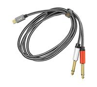 Cavo Splitter USB-C a 2x Jack 6.35mm Maschi Nylon Intrecciato 1.5m LinQ