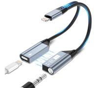 Adattatore magnetico da Lightning a jack per cuffie da 3,5 mm, certificato Apple MFi, 2 in 1, adattatore per cuffie per iPhone, Aux Audio e caricabatterie, adattatore per cuffie iPad, cavo di ricarica