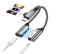 Adattatore magnetico USB C e Lightning a 3,5 mm per cuffie e caricabatterie Apple iPhone Aux Audio Jack Hi-Res DAC e 60 W USB-C cavo di ricarica rapida per iPhone 16/15/14/13, Galaxy, Pixel 9, iPad