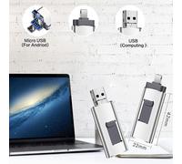 Adattatore multi-dispositivo certificato MFi per liberare facilmente spazio e eseguire backup automatici, 64 GB, argento.