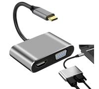 Adattatore multimediale Type-C ad HD Multimedia Multimedia, Porta di Ricarica 4K HD VGA USB3.0 | USB C a HD Multimedia Interface/DVI/VGA Adattatore,Centro portatile porta HDTV per