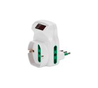 Adattatore Multiplo con Interruttore, 3 Prese (2 Bipasso 16A + 1 Schuko) 1 pezzo