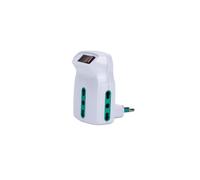 Adattatore Multiplo con Interruttore, 3 Prese Bipasso 16A, Protezione Sovraccarico, Bianco