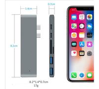 Adattatore multiporta ad alte prestazioni per il tuo MacBook, esterno in alluminio con Thunderbolt3, supporta Power Delivery e trasferimento dati ad
