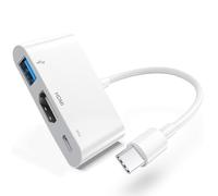 Adattatore multiporta AV digitale USB-C Apple con HDMI 8K a 60 Hz e porta di ricarica USB 3.2 e 100 W per iPhone 15/16/17, convertitore HDMI di tipo C certificato MFi per MacBook Pro/Air, iPad Pro
