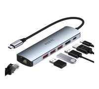 Adattatore multiporta USB C Hub Ethernet, KOZYC Dock da USB C a HDMI 6 IN 1 con HDMI 4K 60Hz, Ethernet RJ45 da 1 Gbps, 3 porte dati USB 3.2, PD da 100 W compatibile con MacBook Air/Pro, XPS13/15, Dell