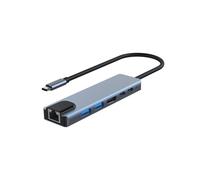 Adattatore multiporta USB-C USB-A, USB-C, HDMI, RJ45 Grey
