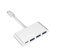 Adattatore multiporta USB da C a USB3.0, hub USB tipo C a 4 porte, splitter 60 W USB-C PD ad alta velocità + 3 adattatore di trasmissione USB 3.0 per MacBook Pro, iMac ecc dispositivi USB-C (argento)