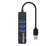 Adattatore multiporta USB | docking station USB | TF Card Reader 2.0 Hub | 8,5 x 2 cm ABS Black, cavo 0,2 m di scala di alta qualità, plug-and-play