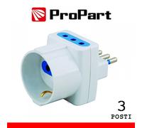 Adattatore Multipresa 3 Posti 10A Schuko Bianco Universale