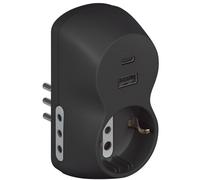 Adattatore Multipresa B3 2 Prese 10/16A + Schuko + 2 USB (USB-A e USB-C) Spina 1