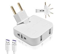 Adattatore MULTISIZE Spina,BOBOPACK Presa Multipla Ultra Piatta, 4 in 1: 2 porte USB e 2 Prese Adatatore Europeo e Americano,Adattatore Presa Piatta con Rotazione di 180°, Spina Piatta Salvaspazio