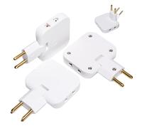 Adattatore Multisize Spina, Presa Multipla Ultra Piatta, 16A/250V montaggio a parete piatto con 3 prese e testa rotante a 180°, Presa multipla extra piatta, montaggio a parete con adattatore UE-USA