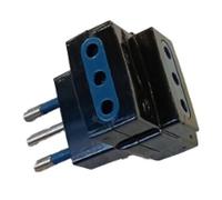 Adattatore muro spina elettrica presa tripla 10A entrata piccola Nera 2P-T