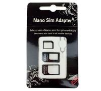 ADATTATORE NANO SIM 4 IN 1 (Nano SIM to Micro SIM Card+ Micro SIM to Standard Card + Nano SIM to Standard Card) + GRAFFETTA PER ESTRARRE SIM IN OMAGGIO universale per tutti gli smartphones o tablet