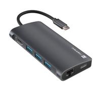 Adattatore NATEC NMP-2162 USB 3.2 Gen 1 Type-C 100W Ethernet 100/1000Mbit/s Grigio Scuro