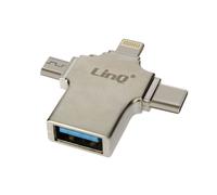 Adattatore OTG 3 in 1 da Lightning, USB-C e Micro-USB a USB, compatto - Nouvo