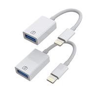 Adattatore OTG da Lightning maschio a USB femmina per iPhone (confezione da 2) per lettore di schede di fotocamera, mouse, tastiera, unità flash U, hub convertitore MIDI per Apple per iPad Air 14 13