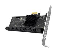 Adattatore PCIE 1X Controller PCI Express a 16 porte SATA3.0 Scheda di espansione PCI a riser Scheda aggiuntiva SSD Bit for Chia Mining(Black)