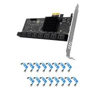 Adattatore PCIE 1X Controller PCI Express a 16 porte SATA3.0 Scheda di espansione PCI a riser Scheda aggiuntiva SSD Bit for Chia Mining(8-18W)