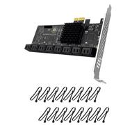 Adattatore PCIE 1X Controller PCI Express a 16 porte SATA3.0 Scheda di espansione PCI a riser Scheda aggiuntiva SSD Bit for Chia Mining(A)