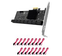 Adattatore PCIE 1X Controller PCI Express a 16 porte SATA3.0 Scheda di espansione PCI a riser Scheda aggiuntiva SSD Bit for Chia Mining(6)