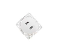 Adattatore per 2 prese USB di tipo tedesco/francese in elegante bianco. Ideale per facilitare il collegamento di dispositivi mobili ed elettronici in qualsiasi ambiente.