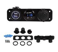 Adattatore per auto caricabatterie Dual USB auto, caricabatteria per auto auto a 3 fori Caricatore USB per accendisigari Presa adattatore per accendisigari LED blu Voltmetro