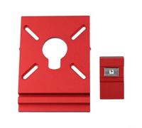 Adattatore per binario di guida in alluminio rosso per seghe Powertec, maschera di taglio del legno di precisione con blocco di limite, piastra di base portatile 12,60 cm x 9 cm per attività di taglio