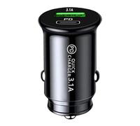 Adattatore per caricabatteria da auto USB veloce - Doppia porta A+C Tipo-C con uscita 3,1 A | Adattatore di ricarica da auto compatto per telefoni, tablet, GPS, laptop | Accessorio di aliment
