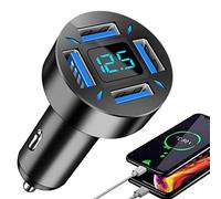 Adattatore per Caricabatterie da Auto, 66 W a 4 Porte Caricabatterie rapido da Auto Ricarica Rapida USB Tipo C Spina Adattatore accendisigari per Auto Ricarica Rapida di più dispositivi