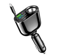 Adattatore per caricabatterie da auto USB: cavo retrattile, ricarica rapida per telefoni cellulari, design esterno elegante | Caricabatteria da auto per camper, camion, SUV, berline, uso disp