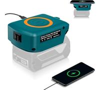 Adattatore per caricabatterie senza fili, batteria compatibile con Makita 18 V, 15 W, cavo USB e tipo C, power bank per smartphone, Samsung, iPhone, campeggio, viaggi, attività all'aperto