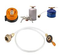 Adattatore per cartuccia a gas da campeggio, adattatore per fornello a gas: tubo del gas, collegamento convertitore in rame, compatibile con serbatoio piatto e lungo per cartuccia a gas da campeggio